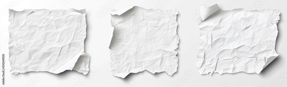 Three crumpled white paper pieces isolated on white background. (1) Three crumpled white paper pieces isolated on white background. (1)
