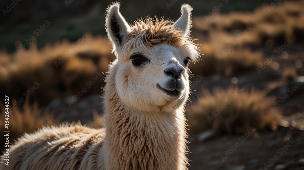 Obraz premium Close-up of a fluffy alpaca (1)
