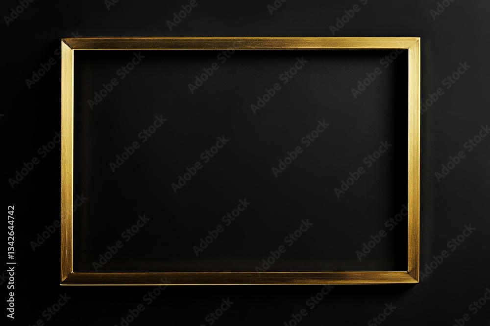 Gold frame with black background is perfect for showcasing art or photography in a modern setting Gold frame with black background is perfect for showcasing art or photography in a modern setting