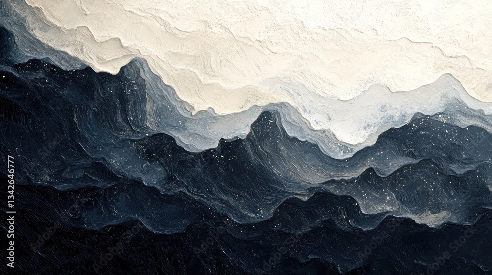 Fototapeta premium Abstract mountain range, layered, atmospheric perspective, textured landscape