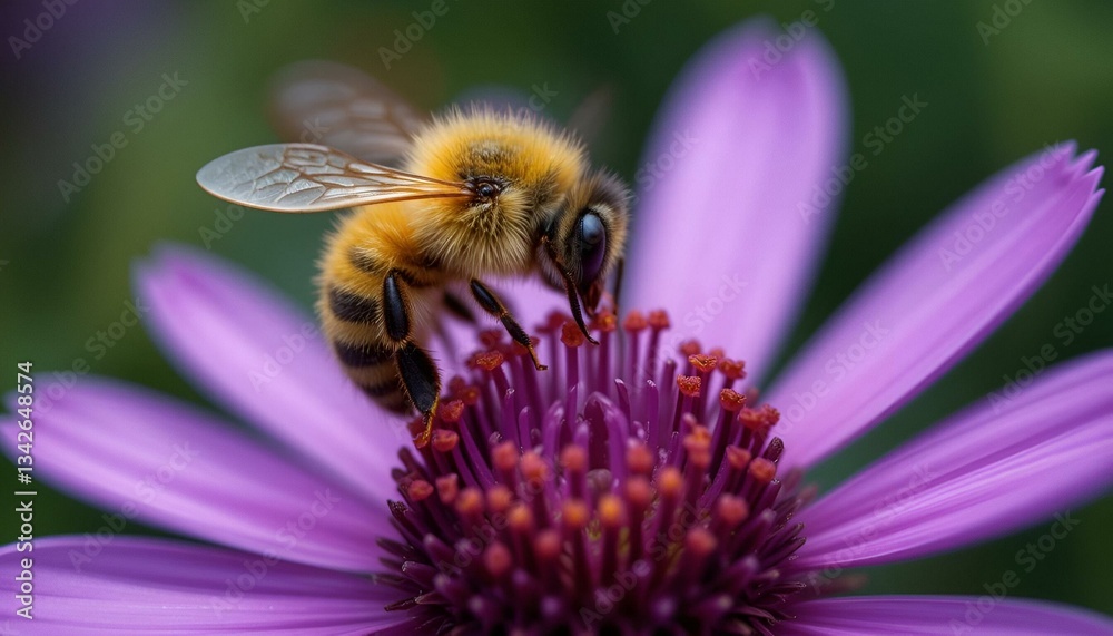 macro shot of bee pollinating a purple flower macro shot of bee pollinating a purple flower
