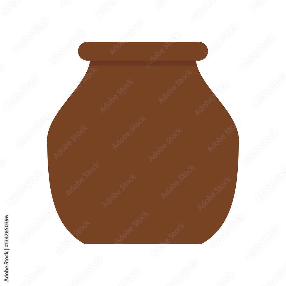 Clay pot. Vector illustration isolated on white background.