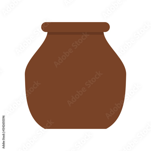 Clay pot. Vector illustration isolated on white background.
