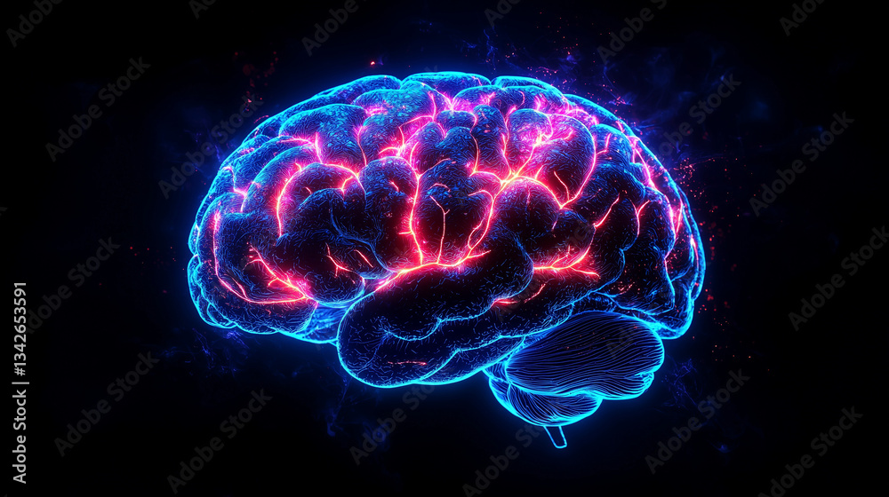 Dynamic brain visualization digital art abstract high-tech environment close-up neuroscience concept Dynamic brain visualization digital art abstract high-tech environment close-up neuroscience concept