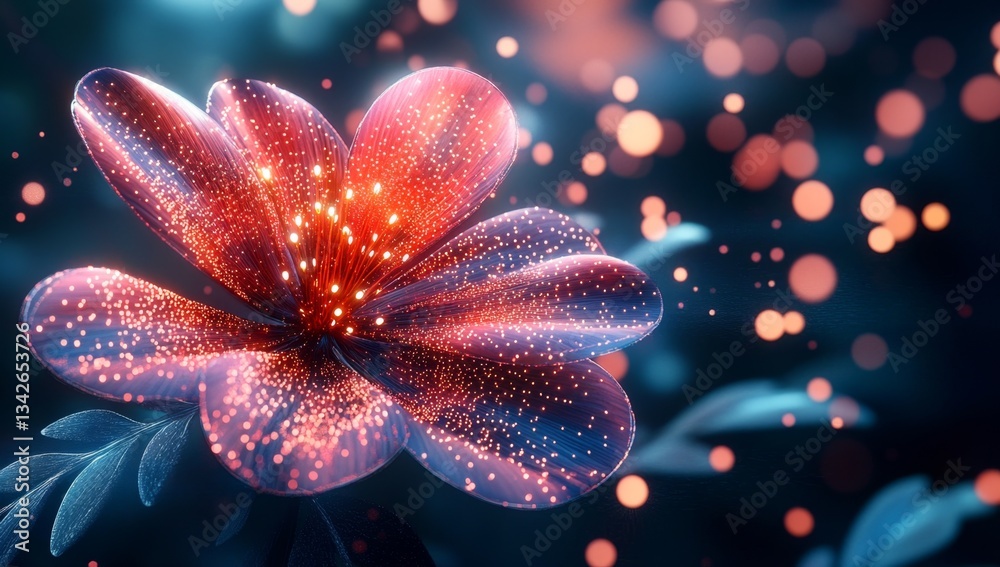 Captivating Close-Up of a Luminescent Flower with Sparkling Petals and Dreamy Bokeh Background in Vibrant Colors for Nature Inspiration Captivating Close-Up of a Luminescent Flower with Sparkling Petals and Dreamy Bokeh Background in Vibrant Colors for Nature Inspiration