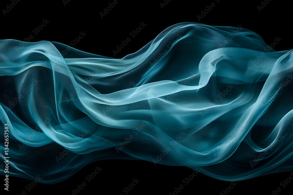 Obraz premium Teal Silk Flows Gracefully, Abstract Design