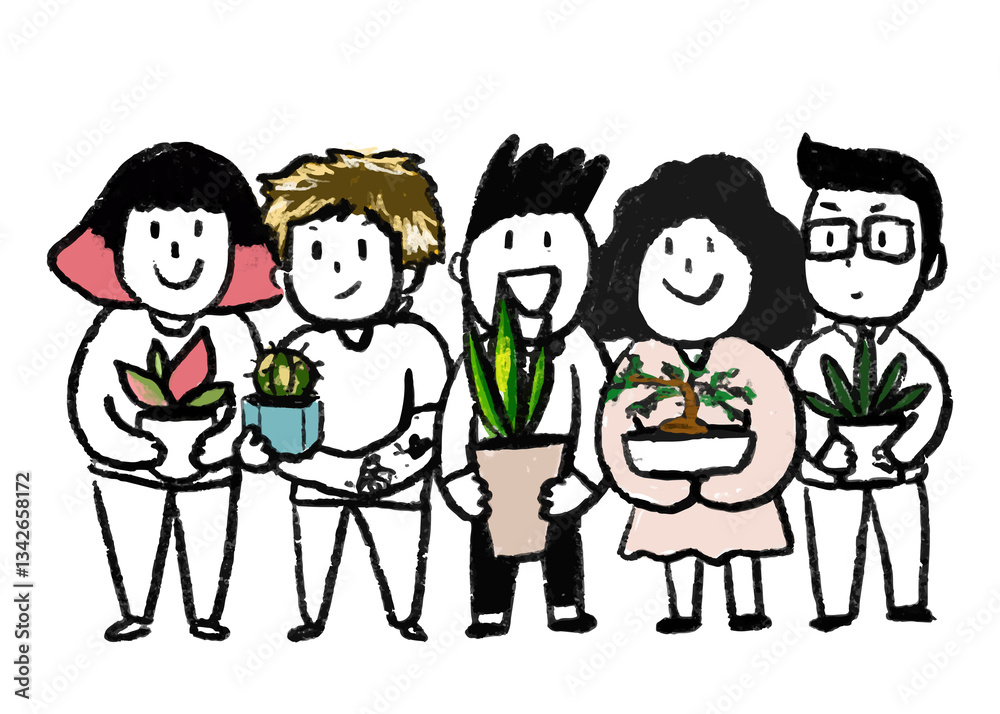 PNG new normal hobby doodle, with plant parent PNG new normal hobby doodle, with plant parent