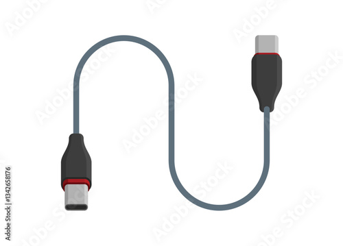 Data cable USB type C to type C. Simple flat illustration.
