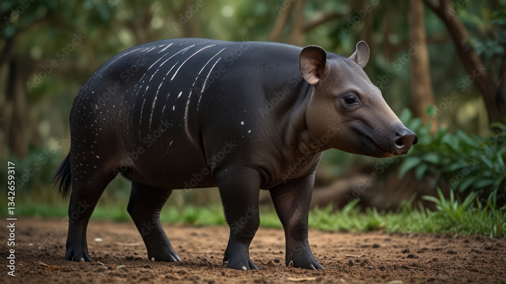 Naklejka premium Dark-colored mammal in forest