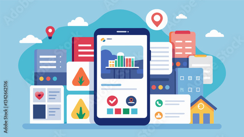 An integrated app that allows residents to report nonemergency safety concerns and have them logged and tracked by local authorities.. Vector illustration