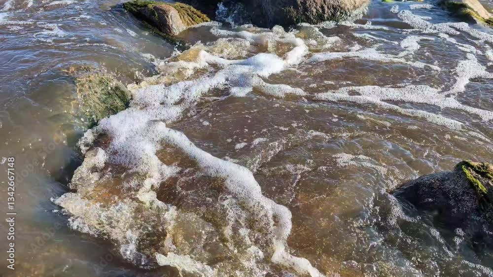 Close-up of water flowing over rocks stones boulders Close-up of water flowing over rocks stones boulders