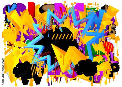 Graffiti background. Abstract modern street art decoration performed in urban painting style.