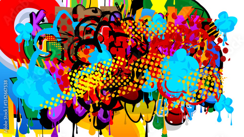 Graffiti background. Abstract modern street art decoration performed in urban painting style.