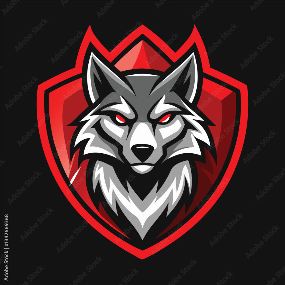 Fototapeta premium Majestic Monochrome Wolf Logo Illustration with Intricate Details