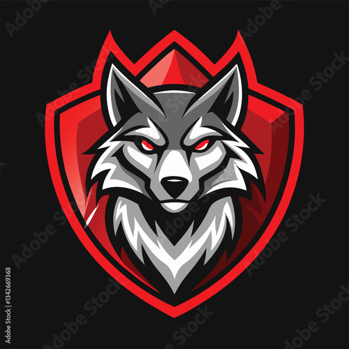 Majestic Monochrome Wolf Logo Illustration with Intricate Details