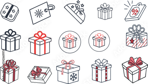 Gift box icon set. 