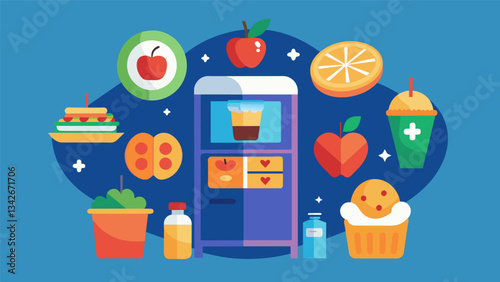A companywide initiative to replace unhealthy snacks with healthier options in vending machines.. Vector illustration