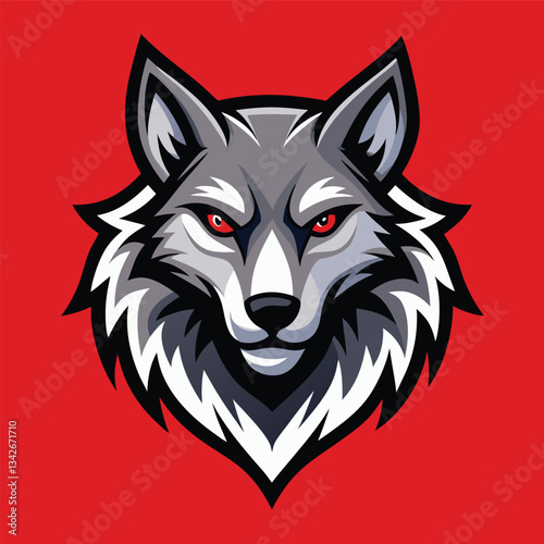 Minimalistic Solid Color Illustration of a Howling Wolf