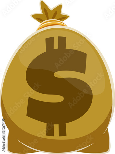 Cartoon math number zero as money bag with a dollar symbol. Cowboy font, wild west typeface, western type, sheriff alphabet. Vector numeral 0 wealth, sign of savings, finance, and economic success