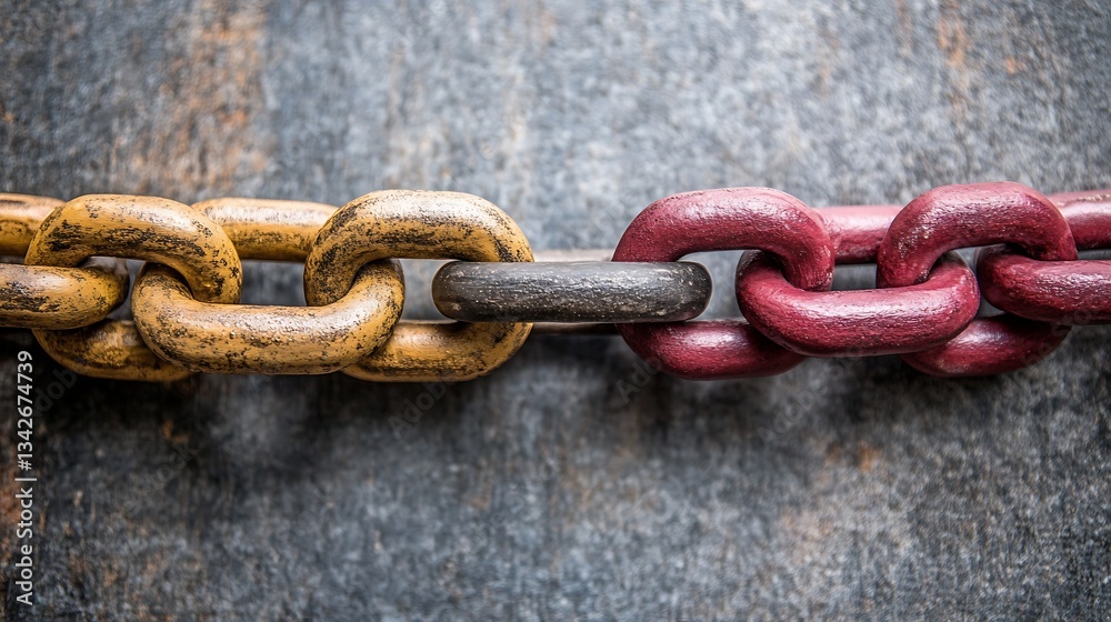 Chains connecting, against a rustic background for abstract use