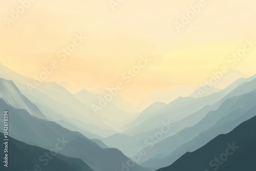 Serene Mountain Landscape in Soft Pastel Tones at Dusk