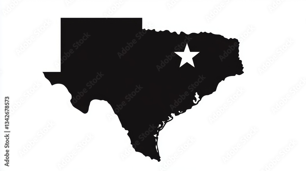 Texas state silhouette with star design for posters and prints Texas state silhouette with star design for posters and prints