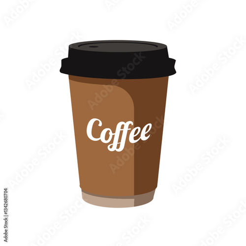 Flat paper coffee cup drink