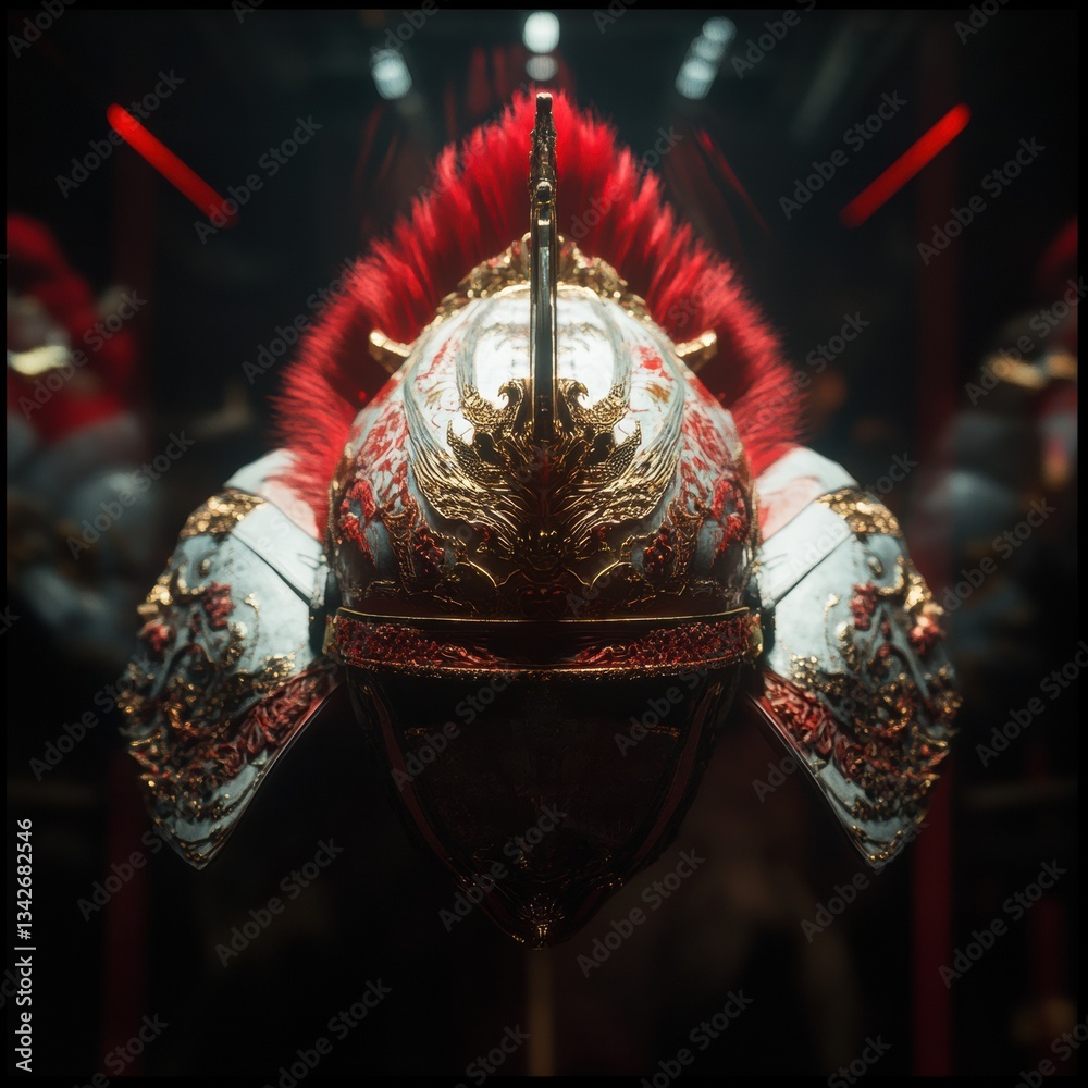 Obraz premium Air Force Reserve Birthday Luxe Ceremonial Metallic Helmet Mastery - Ornate Military Heritage Meets Modern Design Innovation for Premium Cultural Preservation