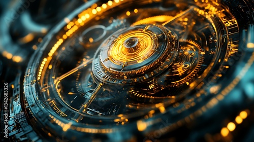 Wallpaper Mural Intricate Futuristic Mechanism Glowing with Warm Light Technology Innovation Concept Torontodigital.ca