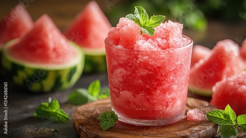 Wallpaper Mural A refreshing slushy or creamy granita, the perfect summer treat, made from the juicy goodness of watermelon, offering a burst of flavor and sweetness. Torontodigital.ca