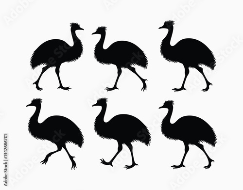 Emu Silhouette EPS Template Isolated Vector Design