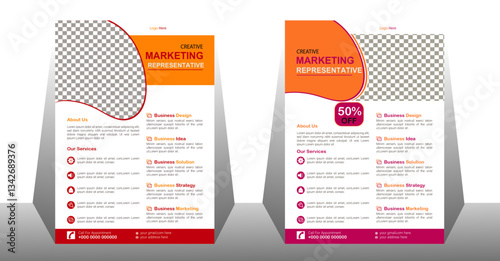 Creative vector flayer design template for company. Illustration minimal individual layout with gray stripes AIEPS and JPEG category. Simple and clean design.