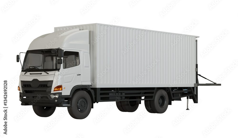 White Truck Container side view Isolated 3d Render White Truck Container side view Isolated 3d Render