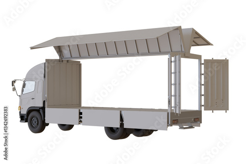 truck open wingbox container 3d render