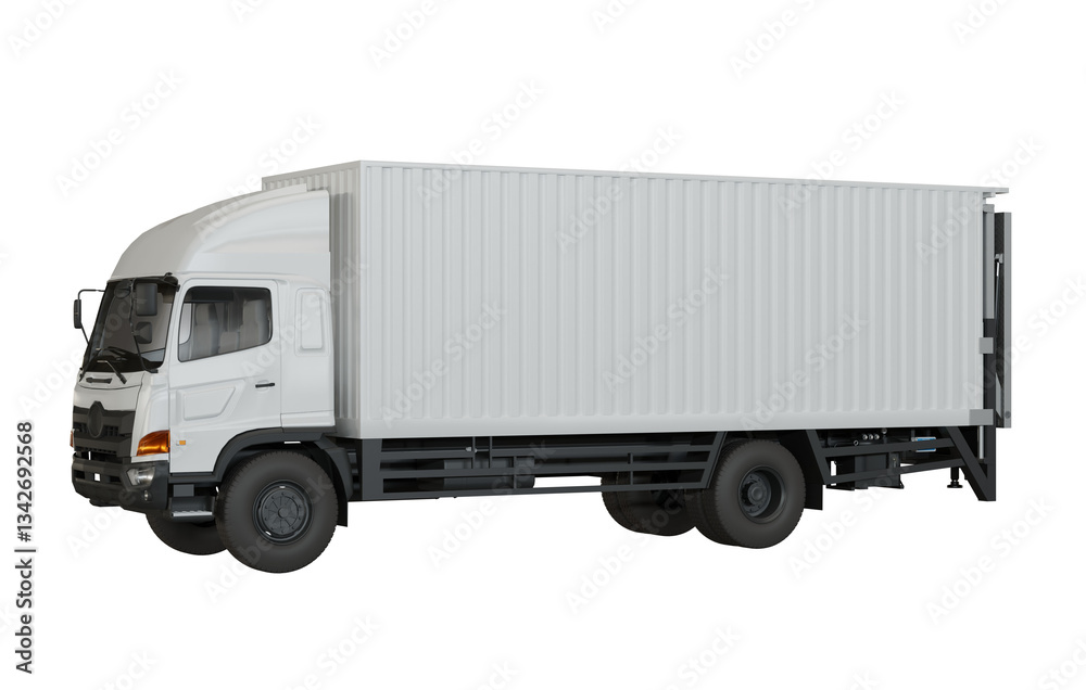 White Truck Container left view Isolated 3d Render White Truck Container left view Isolated 3d Render
