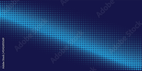 Abstract pattern dots banner, green and blue color halftone perspective background. Technology and futuristic concept.
