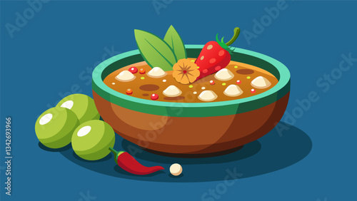 The combination of earthy hominy and tangy tomatillos in this posole creates a unique and delicious flavor that will leave you wanting more.. Vector illustration