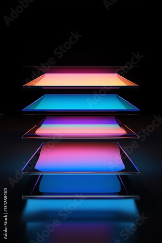 Light is refracted between the glass panels to create a futuristic feeling