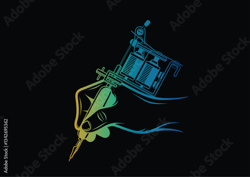 tattoo machine logo, tattoo logo, tattoo art logo, tattooed hands logo, tattoo machine