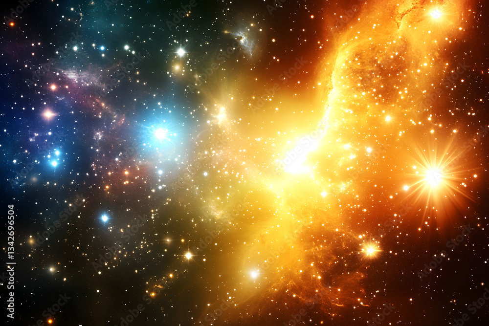 Cosmic Nebula: Stellar Burst, Vivid Colors Cosmic Nebula: Stellar Burst, Vivid Colors