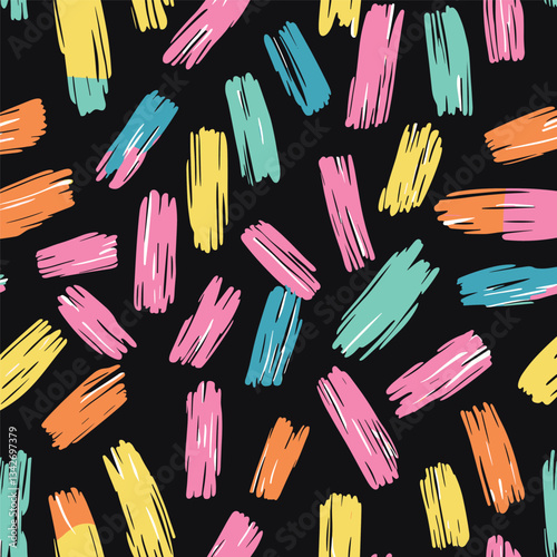 Colorful Chalk-Like Strokes on a Dark Background