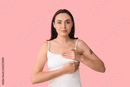 Young woman checking her br...