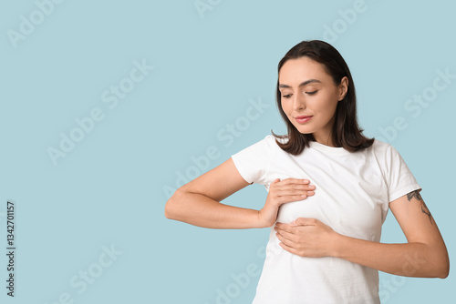Young woman checking her br...