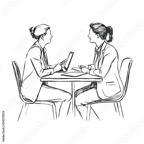 Two Women in a Business Meeting Discussion