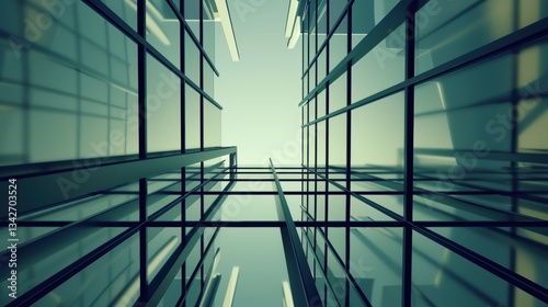 Stunning 3D Render: Mesmerizing Morning View of a Perspective Glass Building