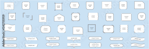 シンプルなフレームのベクターイラストセット。枠、見出し、タイトル、ふきだし