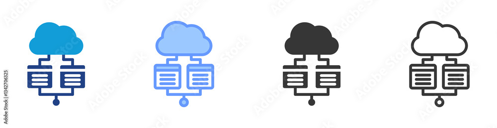Virtualization icon set multiple style collection Virtualization icon set multiple style collection