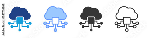 Cloud Computing icon set multiple style collection
