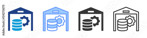 Data Warehousing icon set multiple style collection