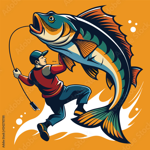 Reel It In: Triumphant Display of a Big Bass Fish Catch